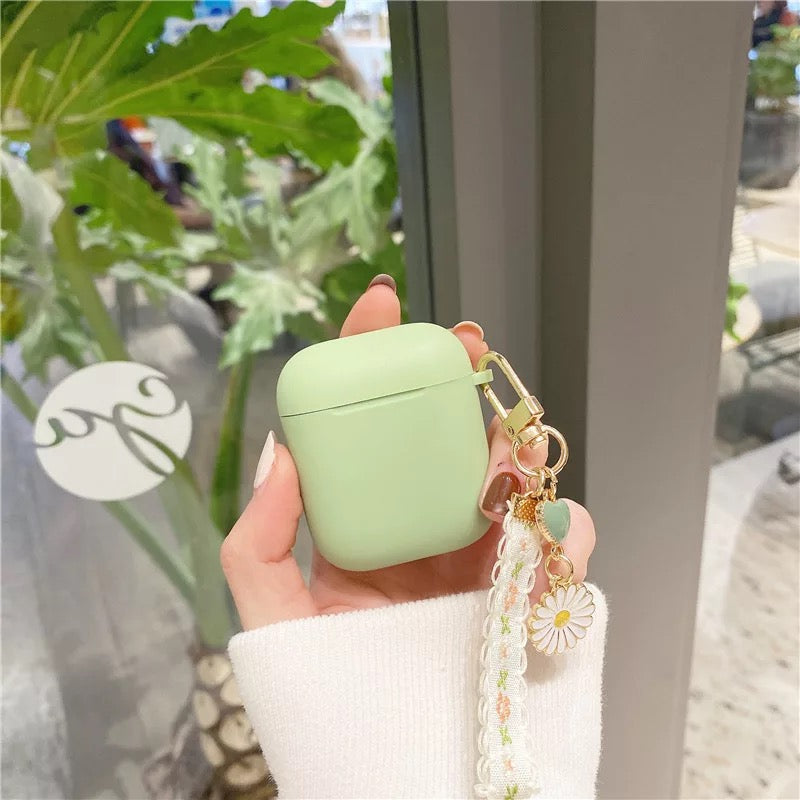succulent airpod case Matte Sage Green AirPod Case with Flower Keychain – Caseish Cases