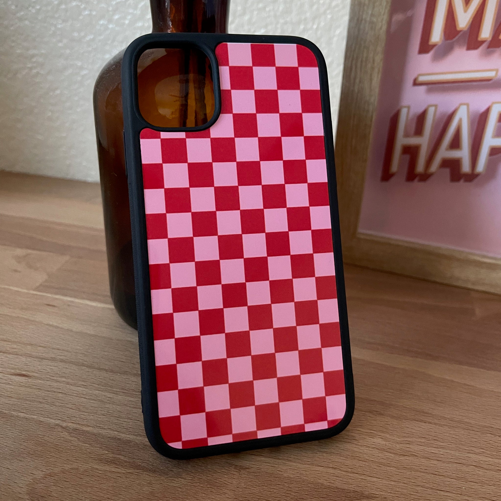Hot Pink Checkered iPhone Case